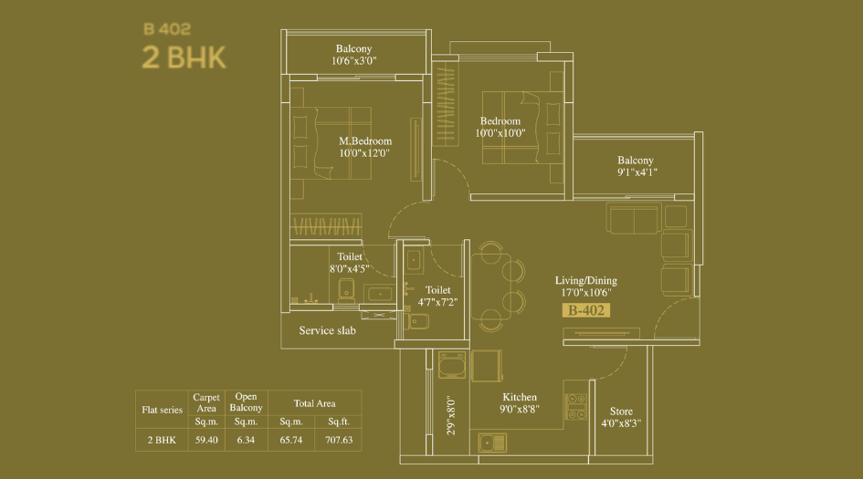 legacy-Milestone-Floor-Plan-B-Wing-2 BHK-708 Sqft